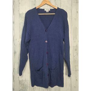 VTG Brooks Brothers Linen Blend Button Front Deep V Cardigan Sz. M